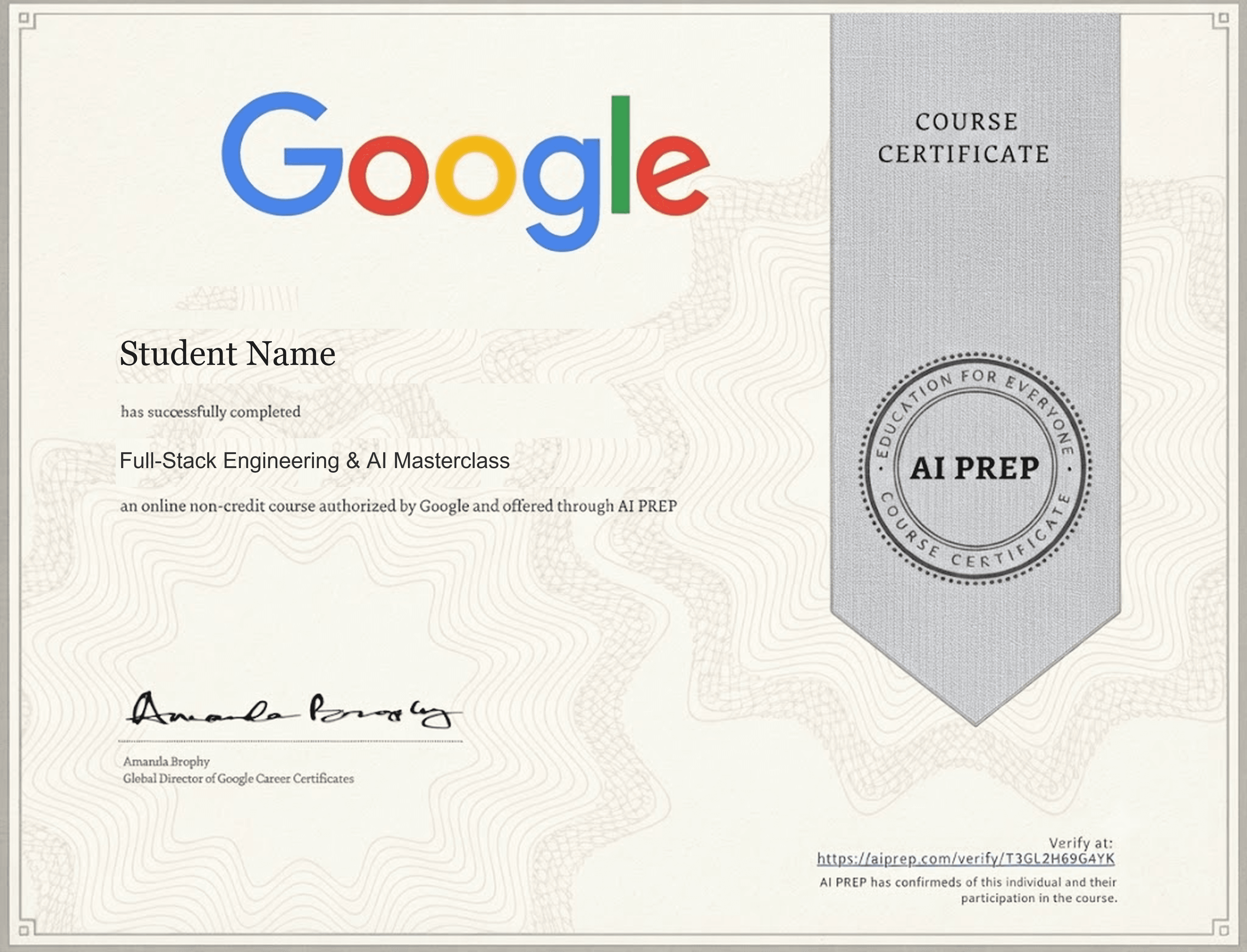 AIprep Google Authorized Certificate